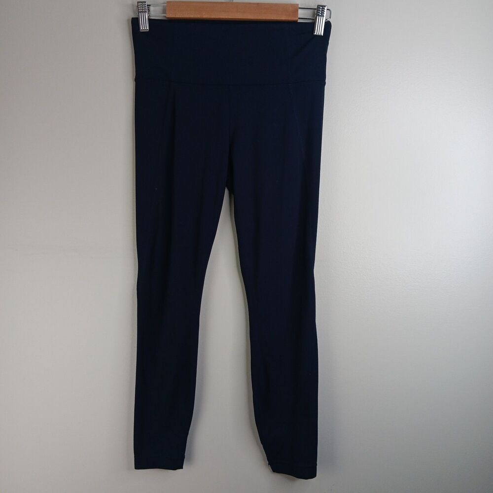 Athleta Women's Leggings Chaturanga Capri Navy Athletic Yoga Pocket Size Small